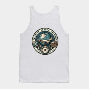 Vintage Retro Global Adventure Badge - I like to travel the world Tank Top